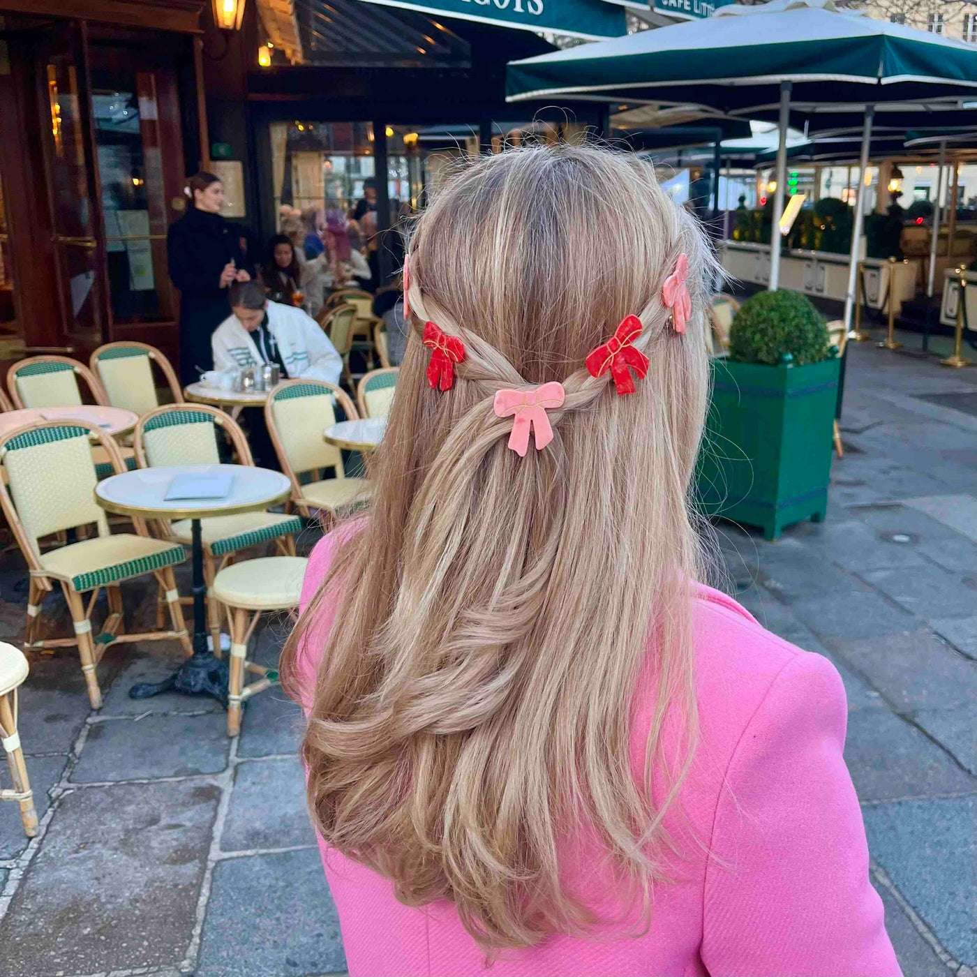 【Coucou Suzette】Pink Bow Hair Clip ピンクリボンヘアクリップ  | Coucoubebe/ククベベ