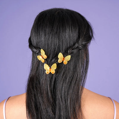 【Coucou Suzette】Yellow Butterfly Hair Clip イエローちょうちょヘアクリップ（Sub Image-6） | Coucoubebe/ククベベ