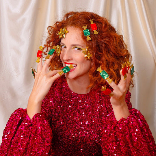 no.1050❤️クリスマスデザインベアちゃんヘアゴム❤️RED yukimarucyusai1.jpg