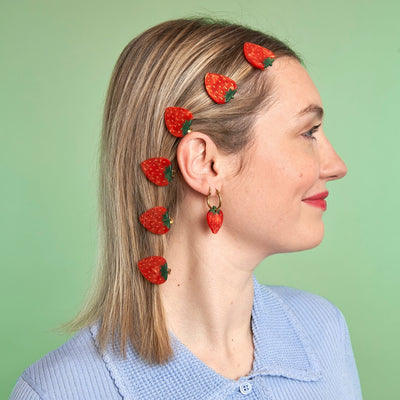 【Coucou Suzette】Strawberry Hair Clip ストロベリーヘアクリップ（Sub Image-5） | Coucoubebe/ククベベ