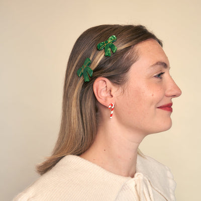 【Coucou Suzette】Green Ribbon Hair Clip グリーンリボンヘアクリップ（Sub Image-5） | Coucoubebe/ククベベ