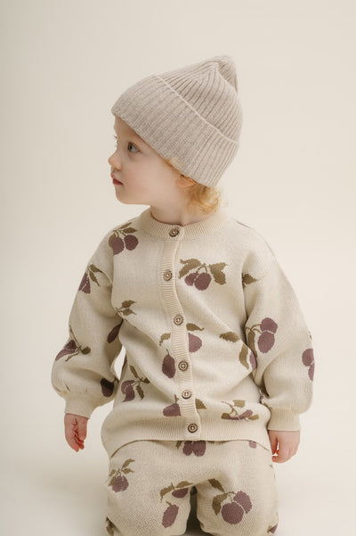 【garbo&friends】Prune Beige Knitted Cardigan Baby カーディガン 2-6m,6-12m,1-2y（Sub Image-3） | Coucoubebe/ククベベ