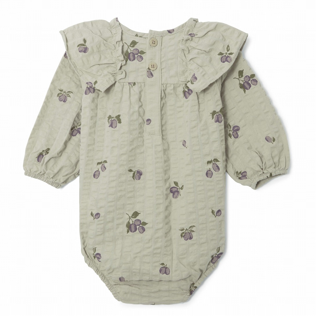 【garbo&friends】Prune Green Seersucker LS Romper ロンパース 0-2m,2-6m,6-12m  | Coucoubebe/ククベベ