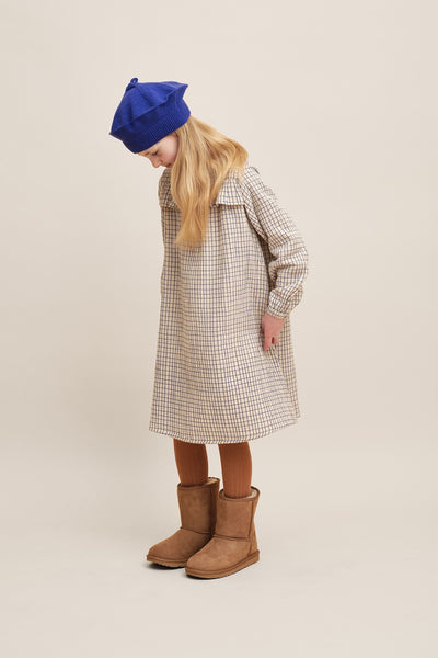 【garbo&friends】【50%OFF】Checks Cobalt Muslin Dress 長袖ワンピース 5-6y（Sub Image-4） | Coucoubebe/ククベベ