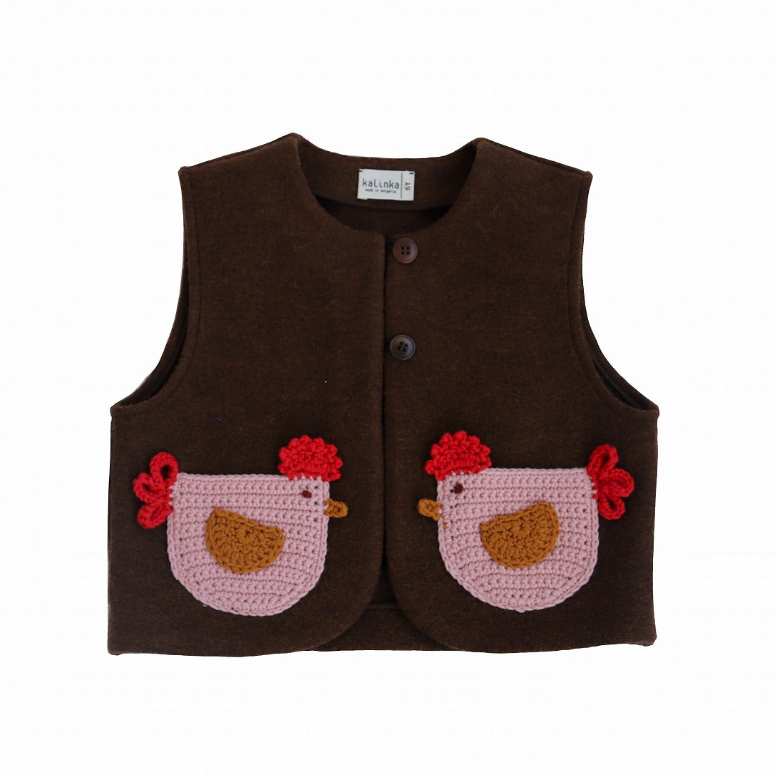 【Kalinka】Caspian Chicken Vest Dark Chocolate ベスト 2y,4y  | Coucoubebe/ククベベ