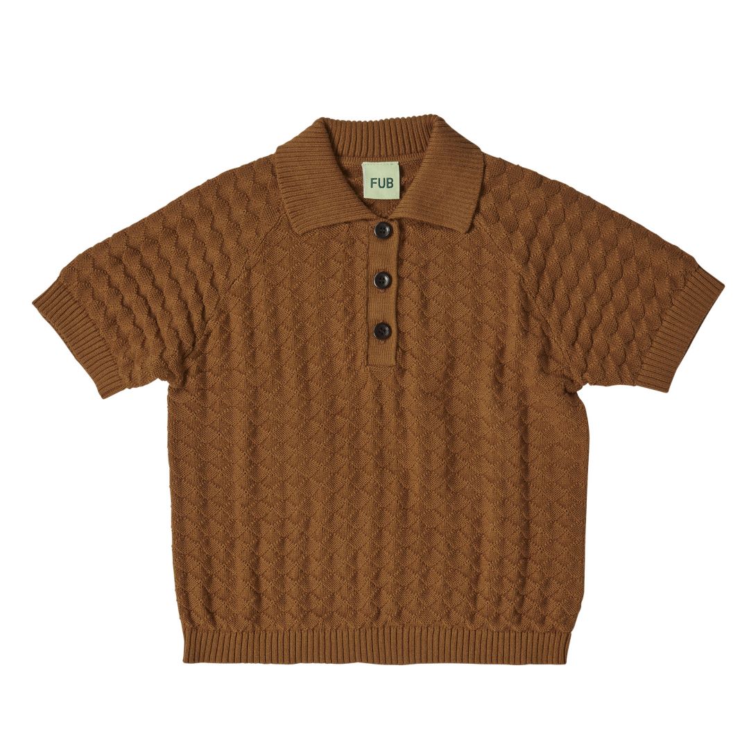 【FUB】【30%OFF】FINE KNIT STRUCTURE POLO RUST ポロシャツ 90,100,110,120cm  | Coucoubebe/ククベベ