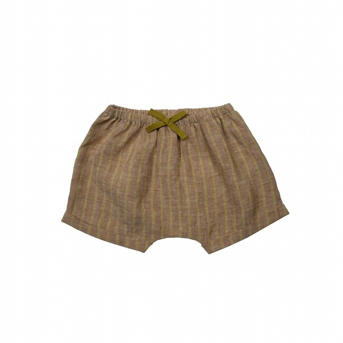 【SUUKY】【30%OFF】Striped Linen Baby Shorts Golden Brown Avocado ショートパンツ 12/18m,18/24m  | Coucoubebe/ククベベ