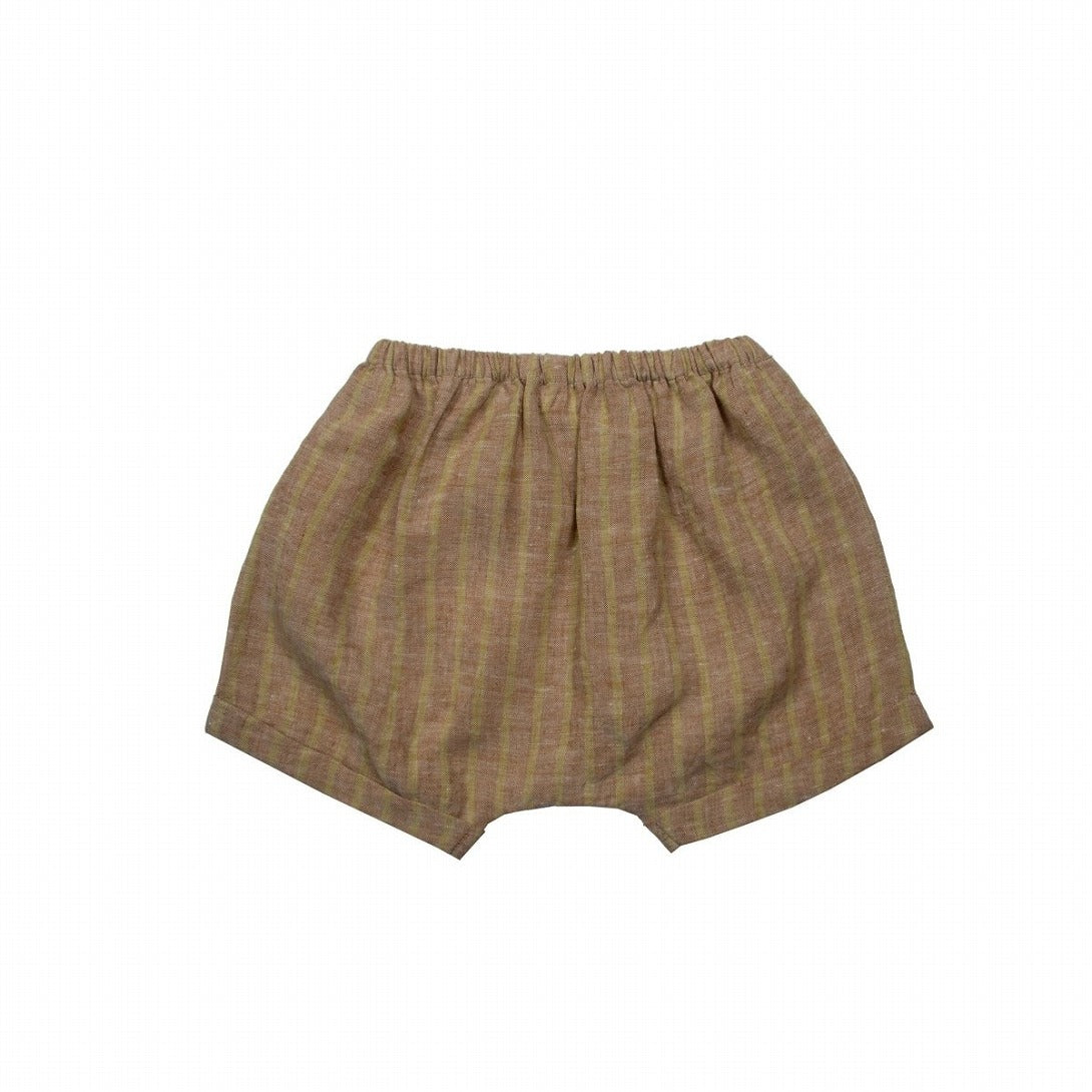 【SUUKY】【30%OFF】Striped Linen Baby Shorts Golden Brown Avocado ショートパンツ 12/18m,18/24m  | Coucoubebe/ククベベ