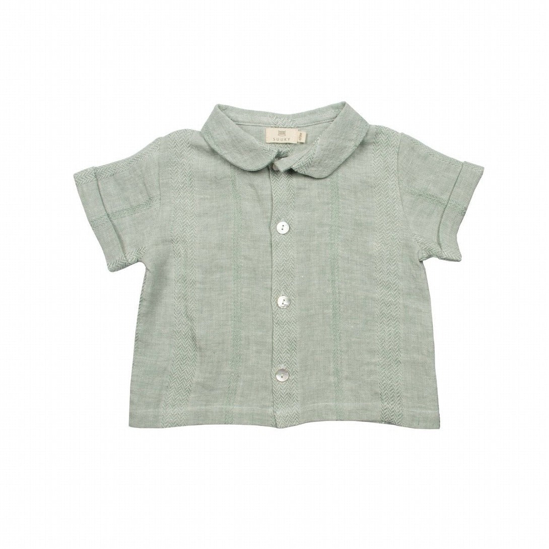【SUUKY】【30%OFF】Textured Linen Baby Shirt Green Linen 半袖シャツ 12/18m,18/24m  | Coucoubebe/ククベベ