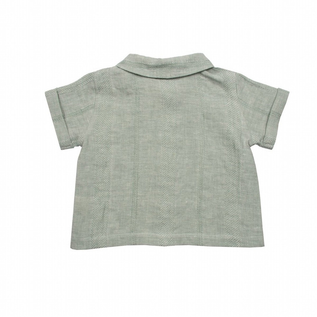 【SUUKY】【30%OFF】Textured Linen Baby Shirt Green Linen 半袖シャツ 12/18m,18/24m  | Coucoubebe/ククベベ