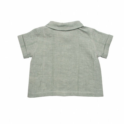 【SUUKY】【30%OFF】Textured Linen Baby Shirt Green Linen 半袖シャツ 12/18m,18/24m（Sub Image-2） | Coucoubebe/ククベベ