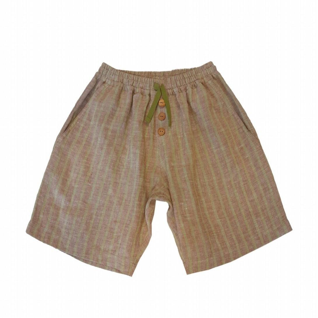 【SUUKY】【30%OFF】Striped Linen Shorts Golden Brown Avocado ショートパンツ 2y,4y,6y  | Coucoubebe/ククベベ
