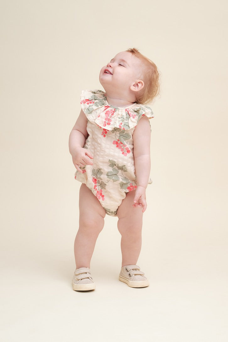 【garbo&friends】Grapes Pink Seersucker Collar Romper ロンパース 2-6m,6-12m  | Coucoubebe/ククベベ