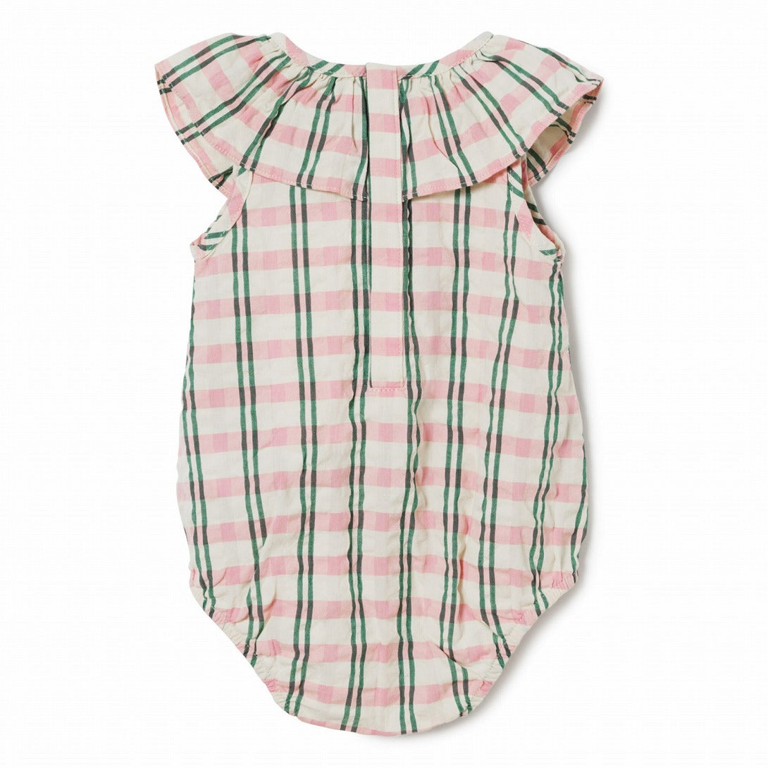 【garbo&friends】Check Carnation Seersucker Collar Romper ロンパース 2-6m,6-12m  | Coucoubebe/ククベベ