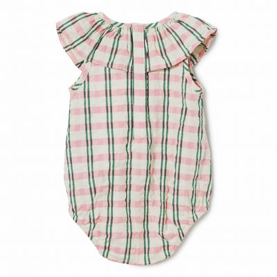 【garbo&friends】Check Carnation Seersucker Collar Romper ロンパース 2-6m,6-12m（Sub Image-2） | Coucoubebe/ククベベ