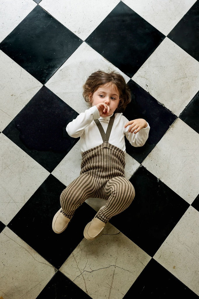【SILLY Silas】【予約販売】Seaweed Brown×Peanut Striped タイツ 3-6m,6-12m,1-2y  | Coucoubebe/ククベベ