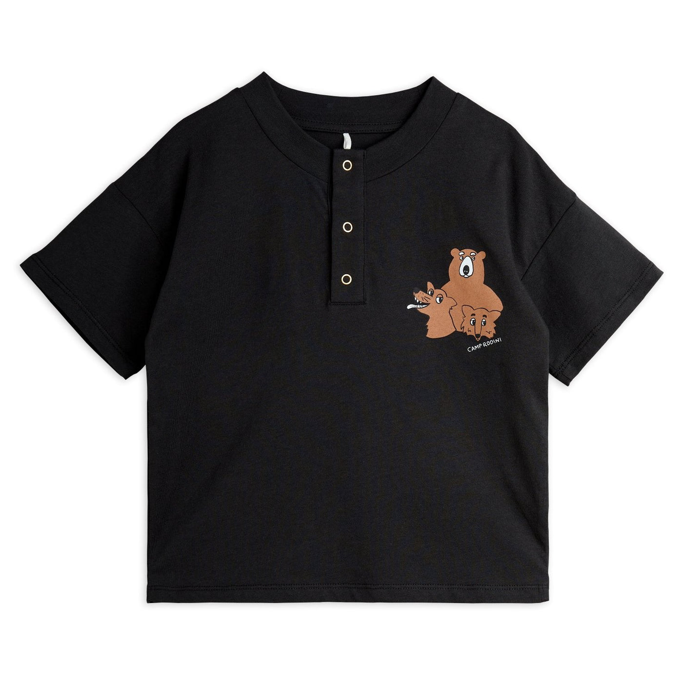 【mini rodini】Camp Rodini sp ss grandpa Black 半袖Tシャツ 80/86,92/98,104/110  | Coucoubebe/ククベベ
