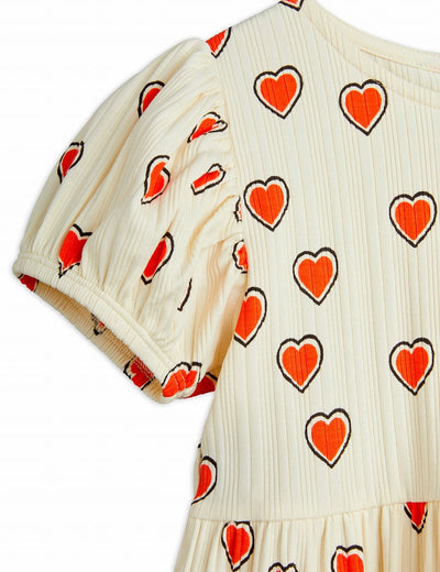 【mini rodini】Outlined hearts aop ss dress Offwhite ワンピース 80/86,92/98,104/110（Sub Image-3） | Coucoubebe/ククベベ