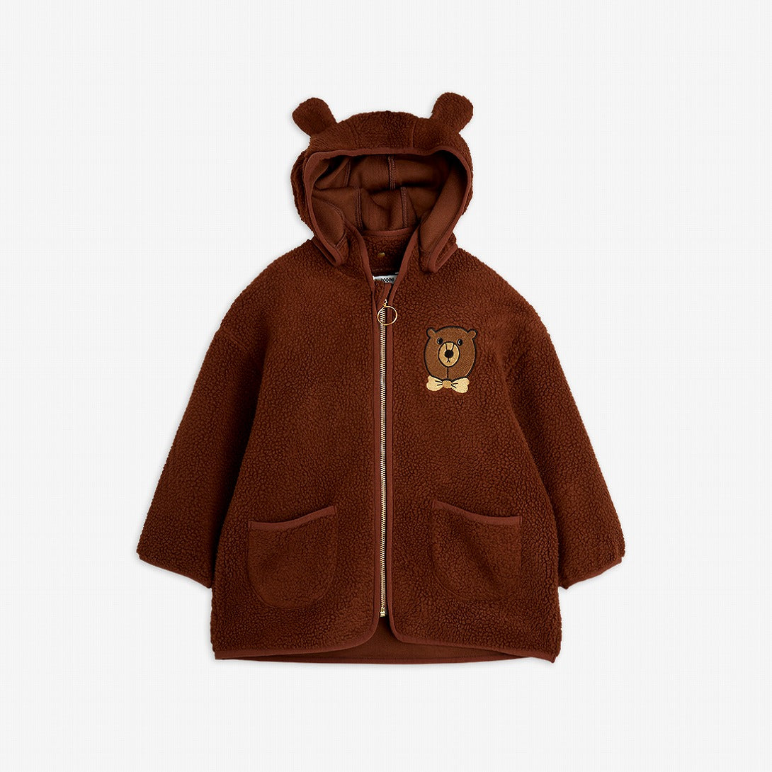 【mini rodini】Bear emb pile jacket Brown ジャケット 80/86,92/98,104/110  | Coucoubebe/ククベベ