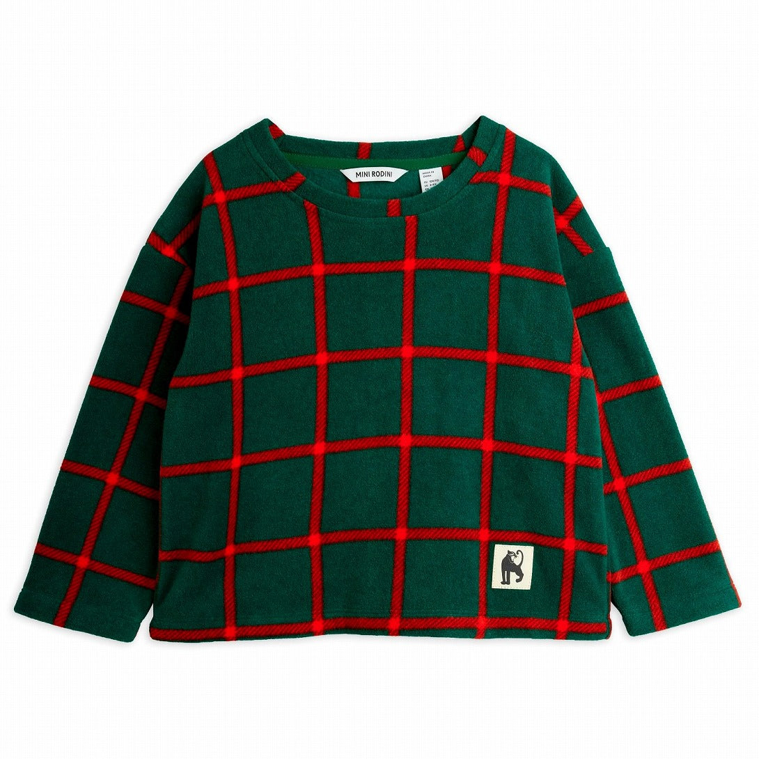 【mini rodini】Plaid aop fleece ls top Green 長袖Tシャツ 80/86,92/98,104/110,116/122  | Coucoubebe/ククベベ