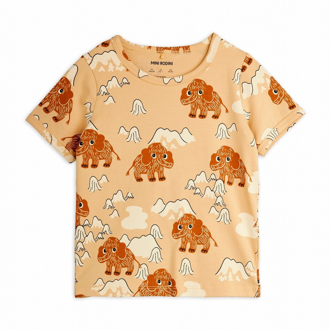 【mini rodini】Mammoth aop ss tee Beige 半袖Tシャツ 80/86,92/98,104/110  | Coucoubebe/ククベベ