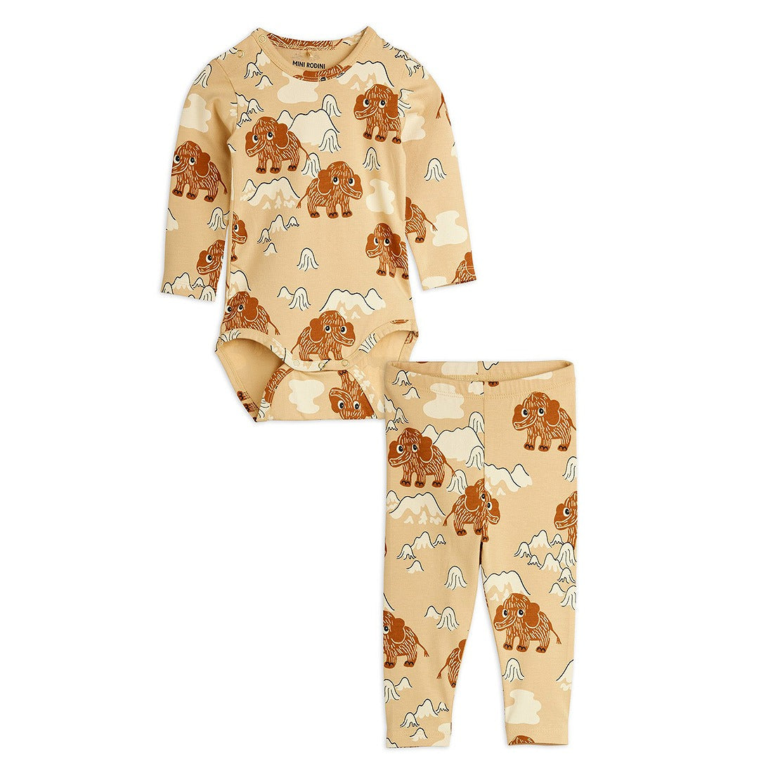 【mini rodini】Mammoth aop baby set Beige ベビー服セット 68/74,80/86  | Coucoubebe/ククベベ