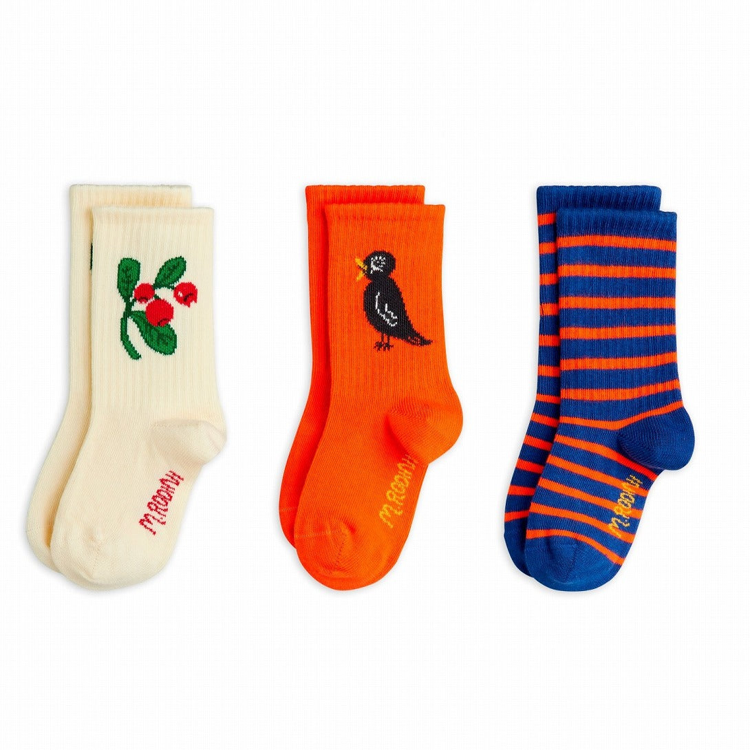 【mini rodini】Lingonberries 3-pack socks Multi 靴下 20/23,24/27  | Coucoubebe/ククベベ