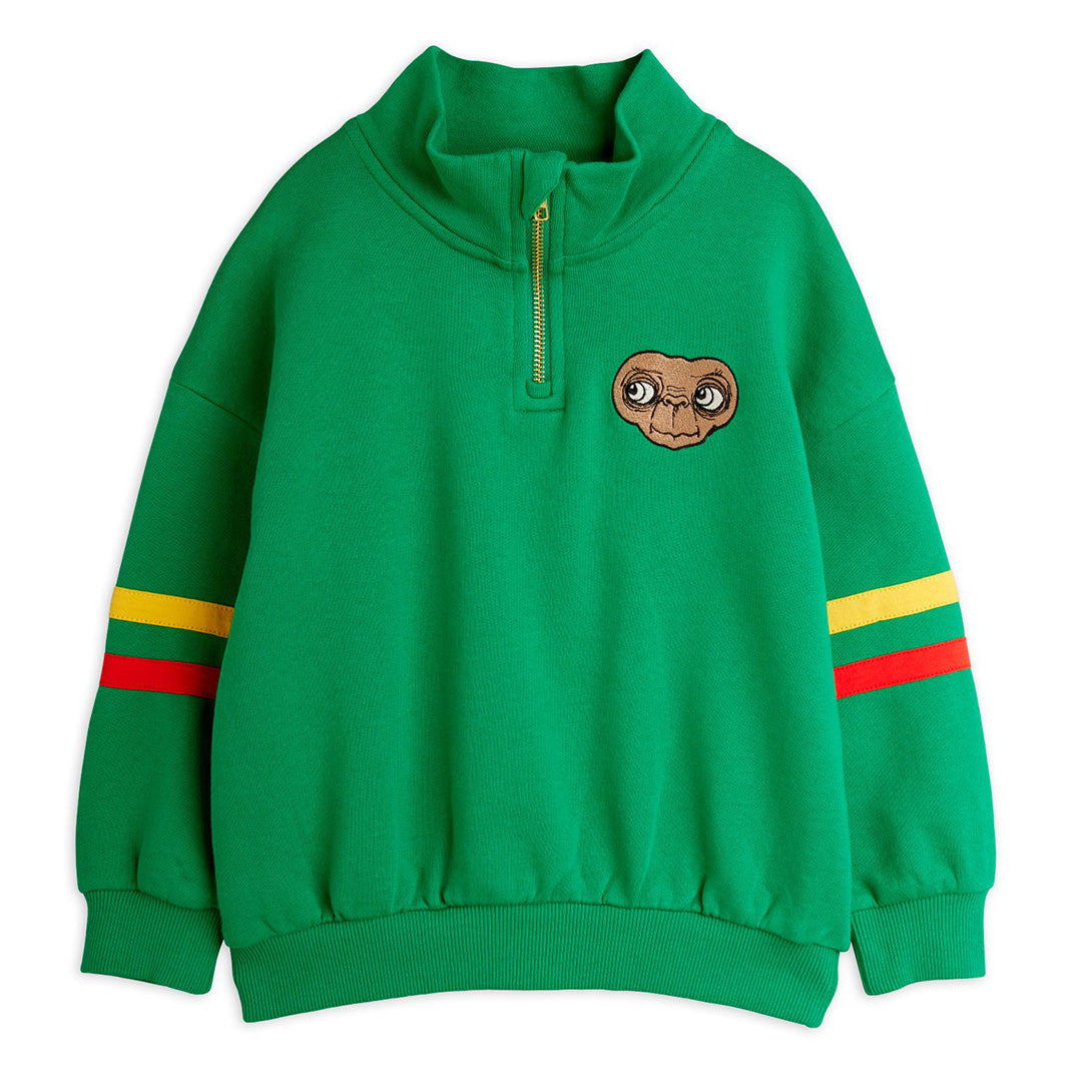 【mini rodini】E.T emb halfzip sweatshirt Green スウェット 92/98,104/110,116/122  | Coucoubebe/ククベベ