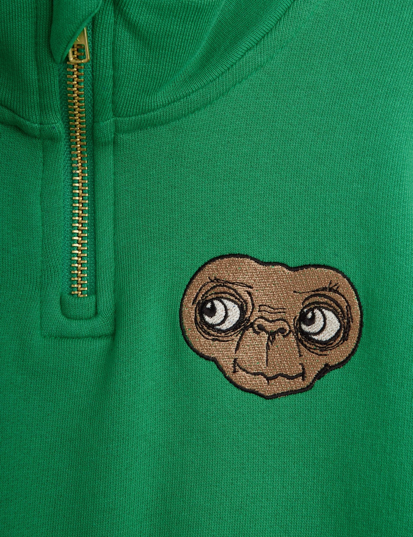 【mini rodini】E.T emb halfzip sweatshirt Green スウェット 92/98,104/110,116/122  | Coucoubebe/ククベベ