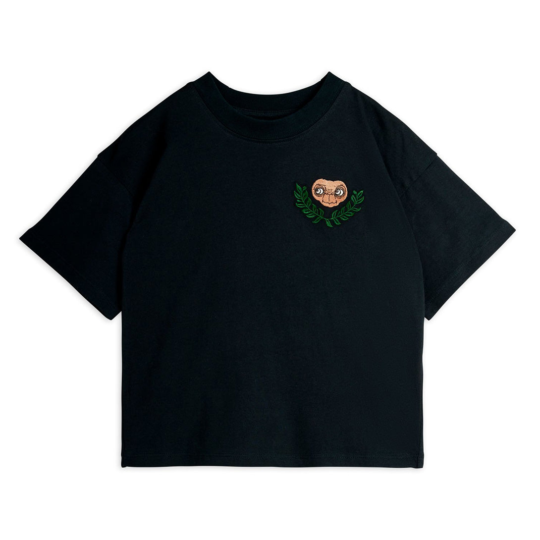 【mini rodini】E.T emb ss tee Black 半袖Tシャツ 80/86,92/98,104/110,116/122  | Coucoubebe/ククベベ