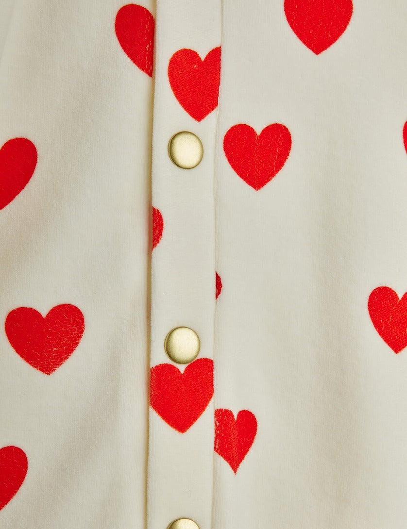 mini rodini】Hearts aop velour baby jumpsuit White ジャンプスーツ 