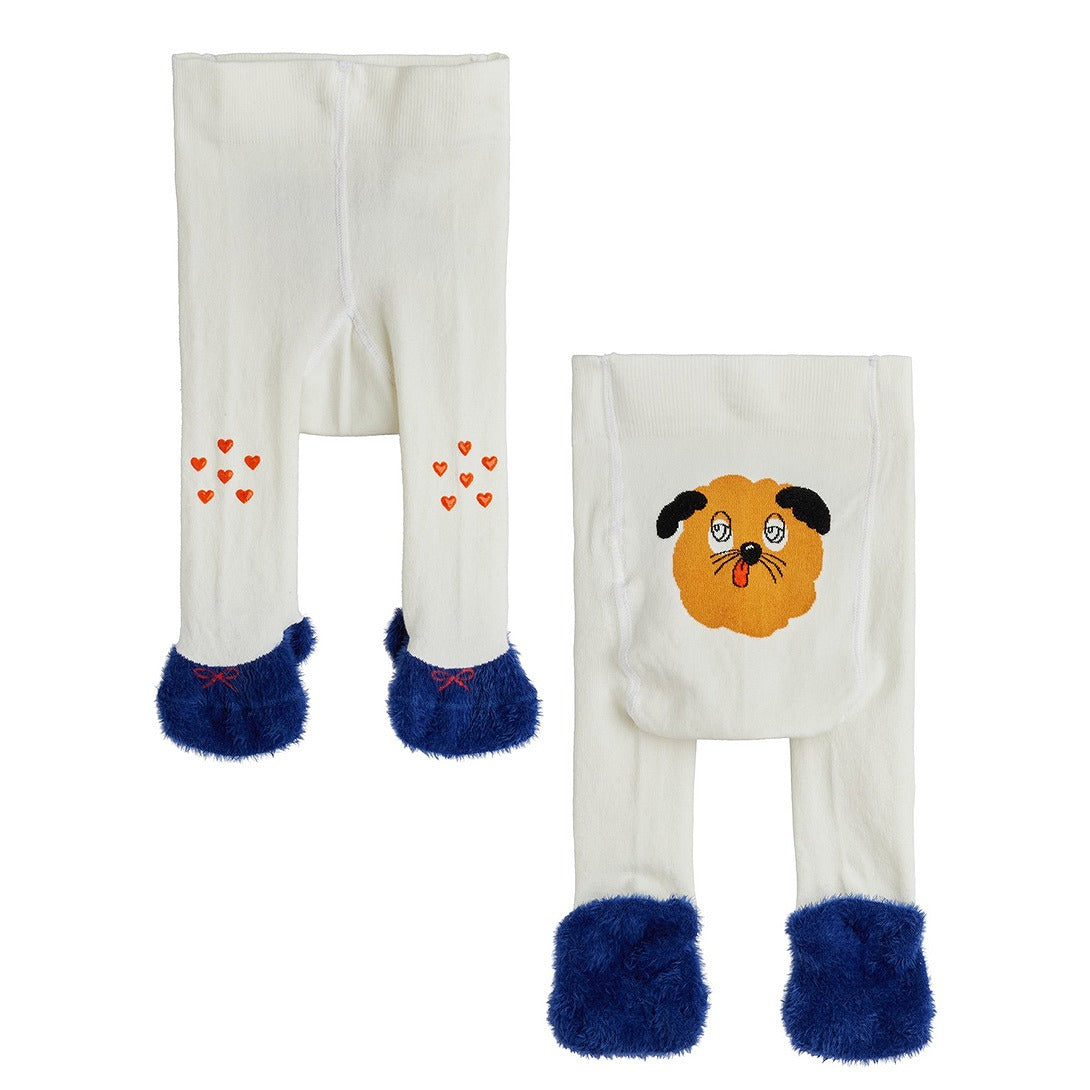 【mini rodini】Doggie anti-slip baby tights Offwhite タイツ 56/62,68/74  | Coucoubebe/ククベベ
