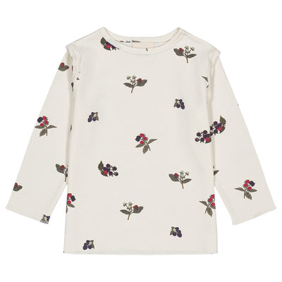【STUDIO BOHEME】【9月上旬発送】LALA T-SHIRT ECRU/BLACKBERRIES Tシャツ 12m,18m,24m,36m,4y（Sub Image-1） | Coucoubebe/ククベベ