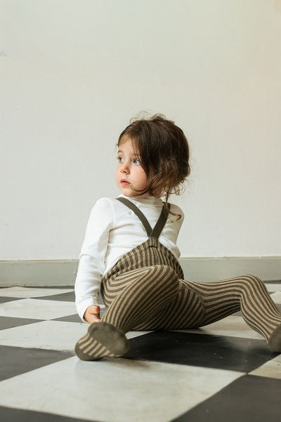 【SILLY Silas】【予約販売】Seaweed Brown×Peanut Striped タイツ 3-6m,6-12m,1-2y（Sub Image-4） | Coucoubebe/ククベベ