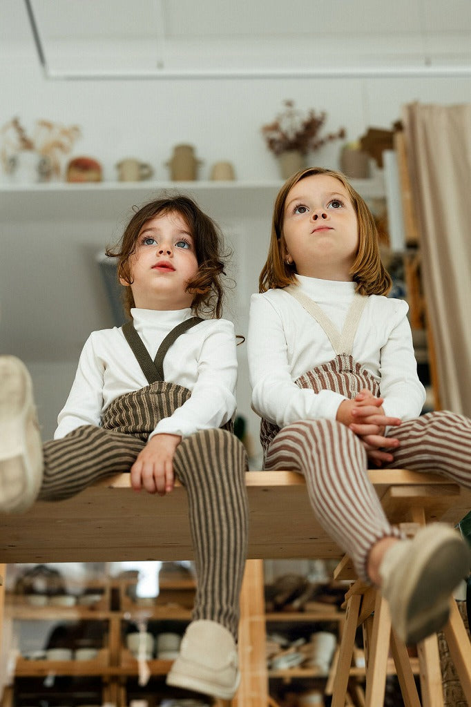 【SILLY Silas】【一部予約販売】Footless Collection Granola×Cream Striped レギンス 6-12m,1-2y,2-3y,3-4y  | Coucoubebe/ククベベ