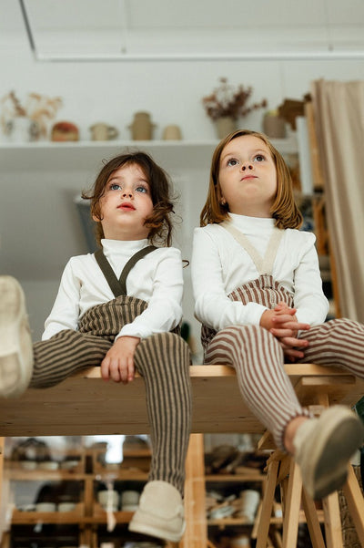 【SILLY Silas】【一部予約販売】Footless Collection Granola×Cream Striped レギンス 6-12m,1-2y,2-3y,3-4y（Sub Image-12） | Coucoubebe/ククベベ