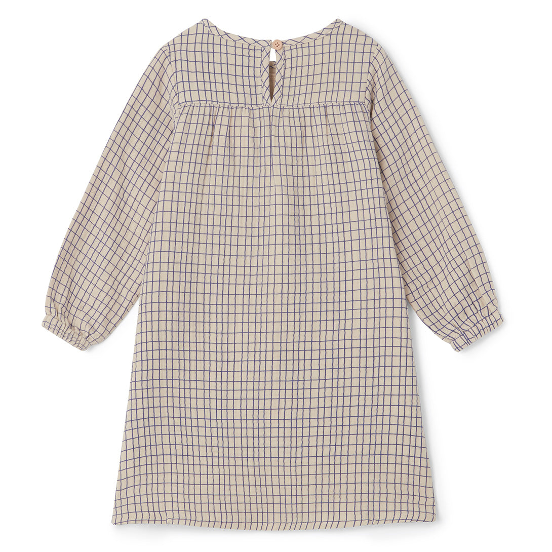 【garbo&friends】【50%OFF】Checks Cobalt Muslin Dress 長袖ワンピース 5-6y  | Coucoubebe/ククベベ