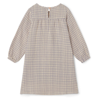 【garbo&friends】【50%OFF】Checks Cobalt Muslin Dress 長袖ワンピース 5-6y（Sub Image-2） | Coucoubebe/ククベベ