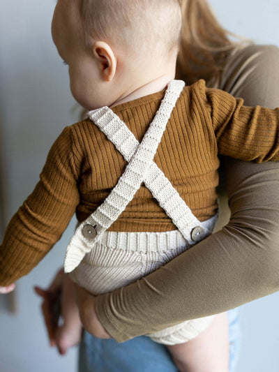 【THE SIMPLE FOLK】The Knit Romper oatmeal ロンパース 6-9m,9-12m,12-18m,18-24m（Sub Image-4） | Coucoubebe/ククベベ