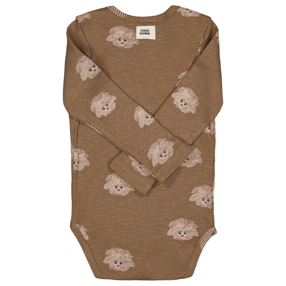 【STUDIO BOHEME】【9月上旬発送】WOODY BODYSUIT MOCHA/DOGS ロンパース 6m,12m  | Coucoubebe/ククベベ