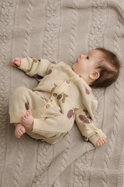 【garbo&friends】Prune Beige Knitted Onesie ロンパース 0-2m,2-6m,6-12m（Sub Image-3） | Coucoubebe/ククベベ