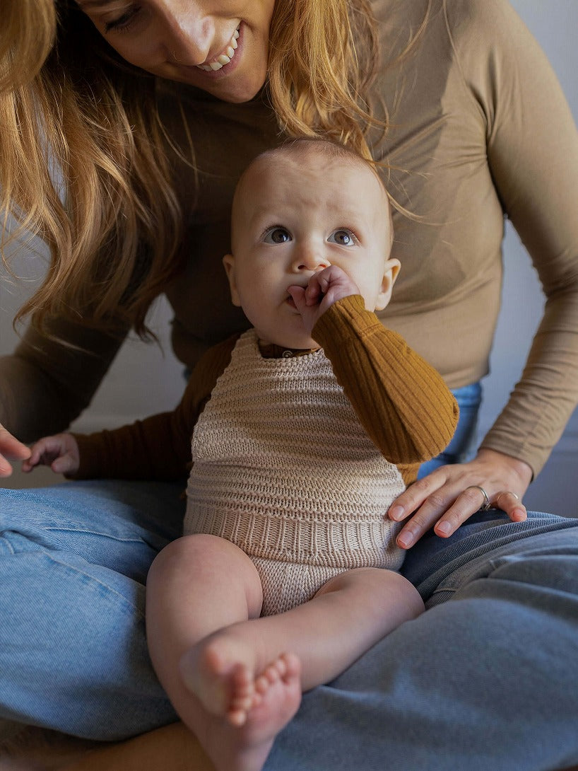【THE SIMPLE FOLK】The Knit Romper oatmeal ロンパース 6-9m,9-12m,12-18m,18-24m  | Coucoubebe/ククベベ