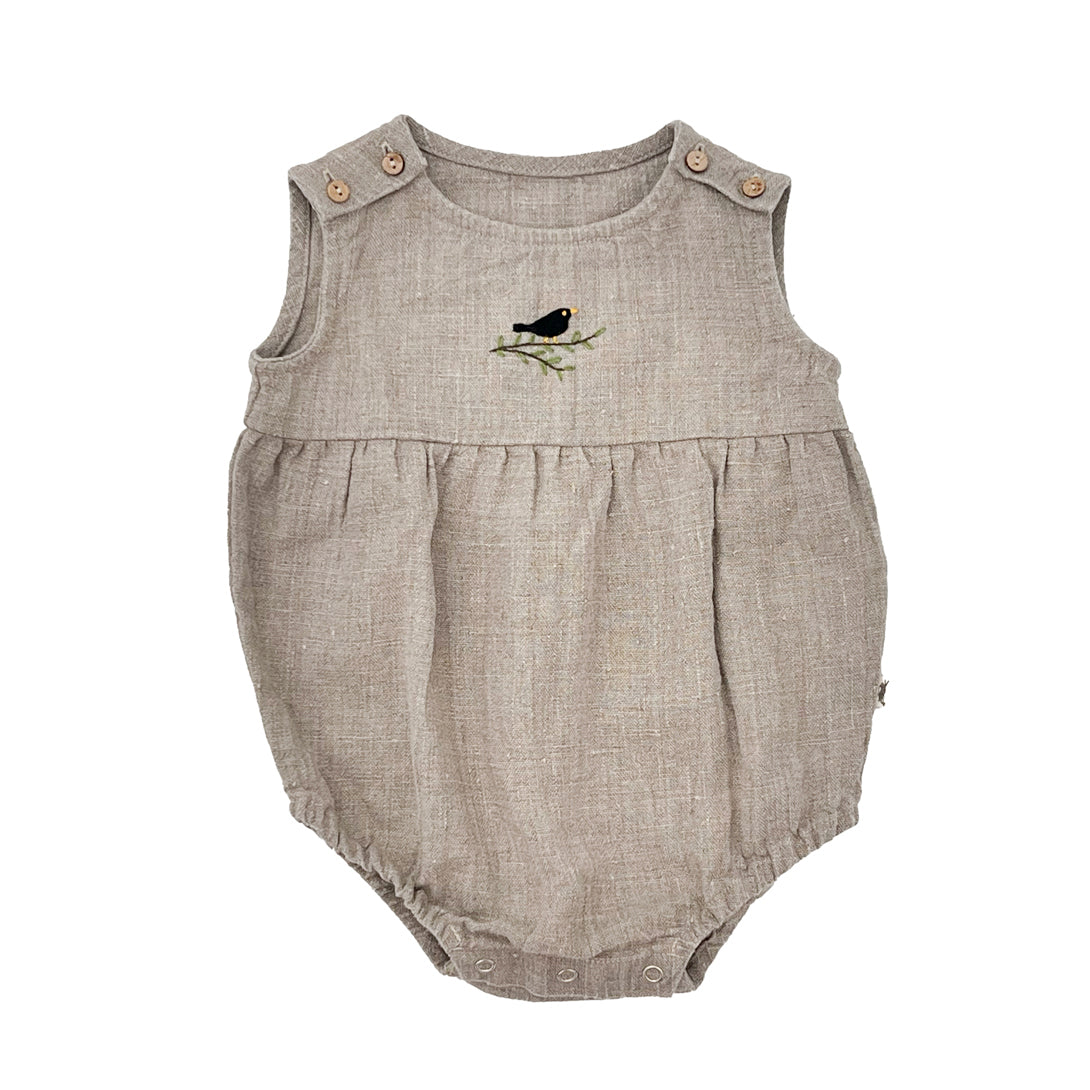 【LA PETITE ALICE】Linen Baby Romper Ariel Blackbirds リネンロンパース 74-80cm,80-86cm,86-92cm  | Coucoubebe/ククベベ