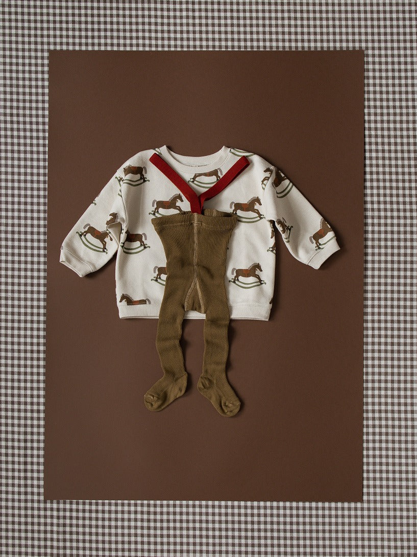 【SILLY Silas】Classic Footed Acorn Brown×Maple Leaf タイツ 3-6m  | Coucoubebe/ククベベ