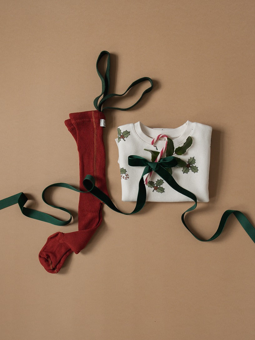 【SILLY Silas】Classic Footed Maple Leaf×Dark Forest Green タイツ 3-6m  | Coucoubebe/ククベベ