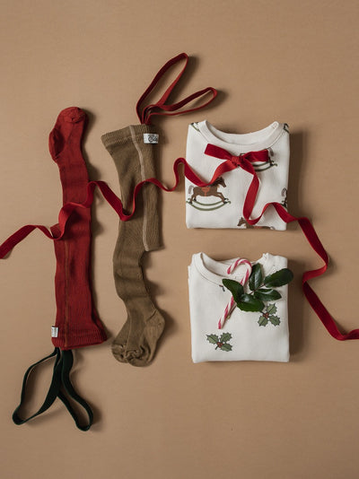 【SILLY Silas】Classic Footed Acorn Brown×Maple Leaf タイツ 3-6m（Sub Image-9） | Coucoubebe/ククベベ