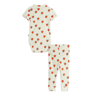 【mini rodini】Outlined hearts aop baby set Offwhite ベビー服セット 68/74,80/86（Sub Image-2） | Coucoubebe/ククベベ