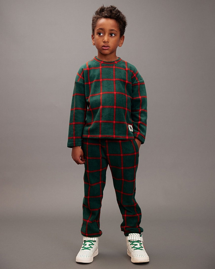 【mini rodini】Plaid aop fleece trousers Green パンツ 80/86,92/98,104/110,116/122  | Coucoubebe/ククベベ