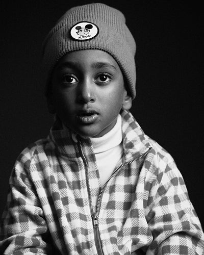 【mini rodini】Ritzratz patch wool blend beanie Black 帽子 48/50,52/54（Sub Image-3） | Coucoubebe/ククベベ
