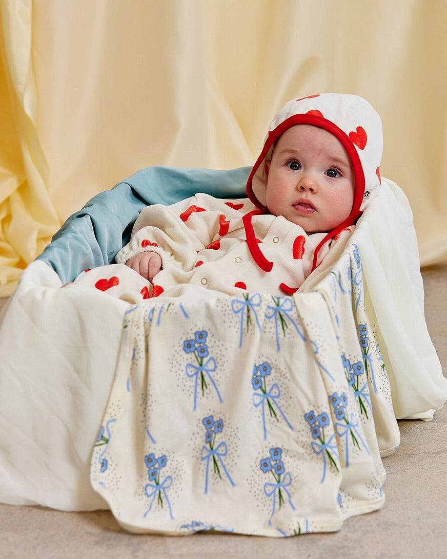 mini rodini】Hearts aop velour baby jumpsuit White ジャンプスーツ 